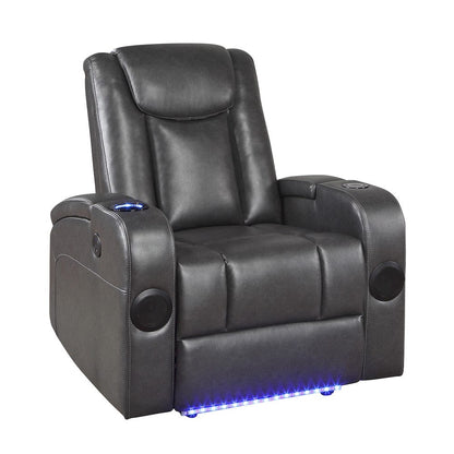 Homelegance  - Turbo Power Reclining Chair W/ Wireless Charger, Cooling Cup-Holder, Storage Arms, Speakers, LED Light and USB port in Gray - 8522GRY-1PW  view 8