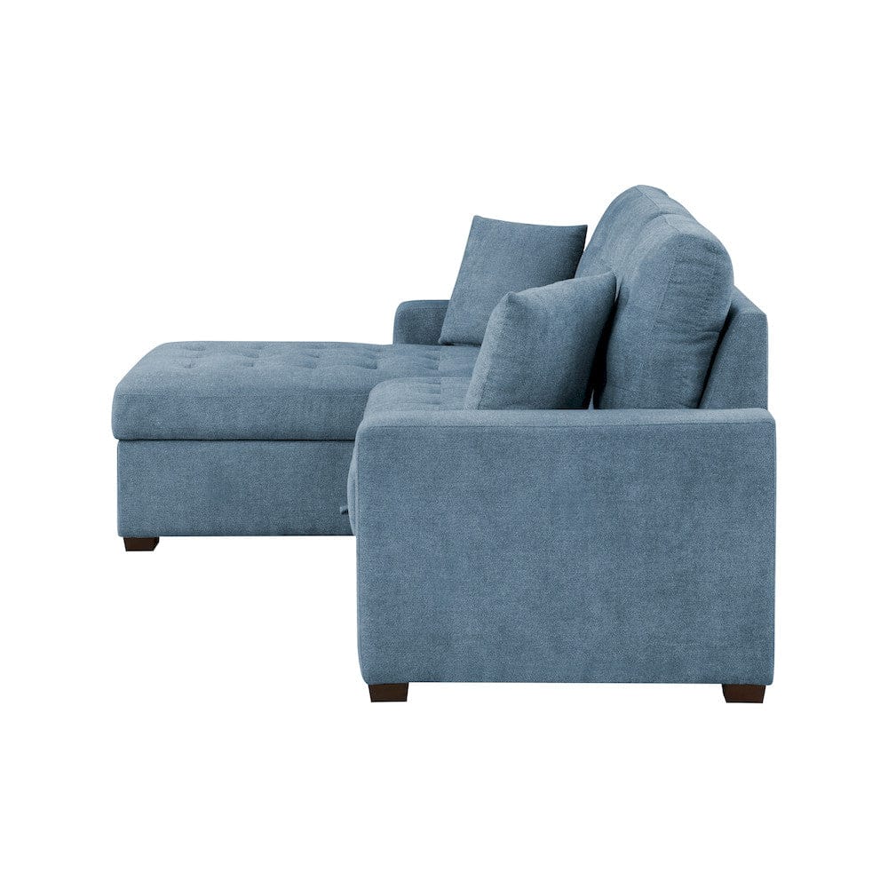 Homelegance  - Waitsfield 2-Piece Sectional W/ Left Chaise, Pull-out Bed and Hidden Storage in Blue - 9816BUx2LCRL  view 2