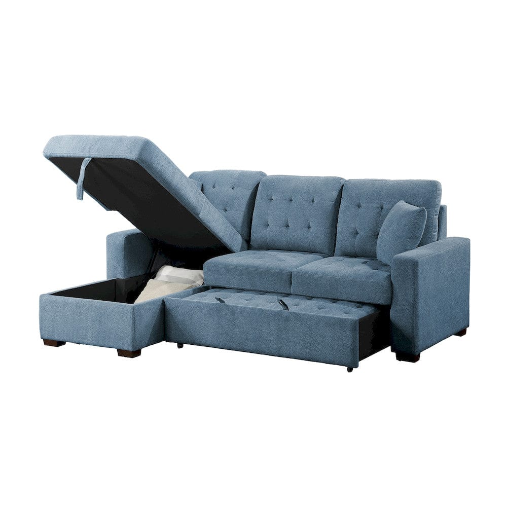 Homelegance  - Waitsfield 2-Piece Sectional W/ Left Chaise, Pull-out Bed and Hidden Storage in Blue - 9816BUx2LCRL  view 6