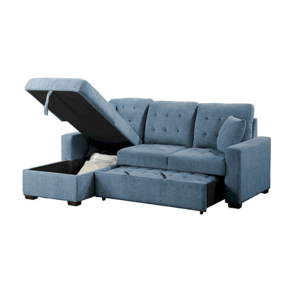 Homelegance  - Waitsfield 2-Piece Sectional W/ Left Chaise, Pull-out Bed and Hidden Storage in Blue - 9816BUx2LCRL  view 6