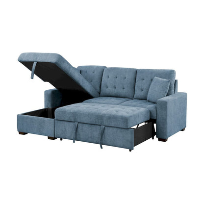 Homelegance  - Waitsfield 2-Piece Sectional W/ Left Chaise, Pull-out Bed and Hidden Storage in Blue - 9816BUx2LCRL  view 8