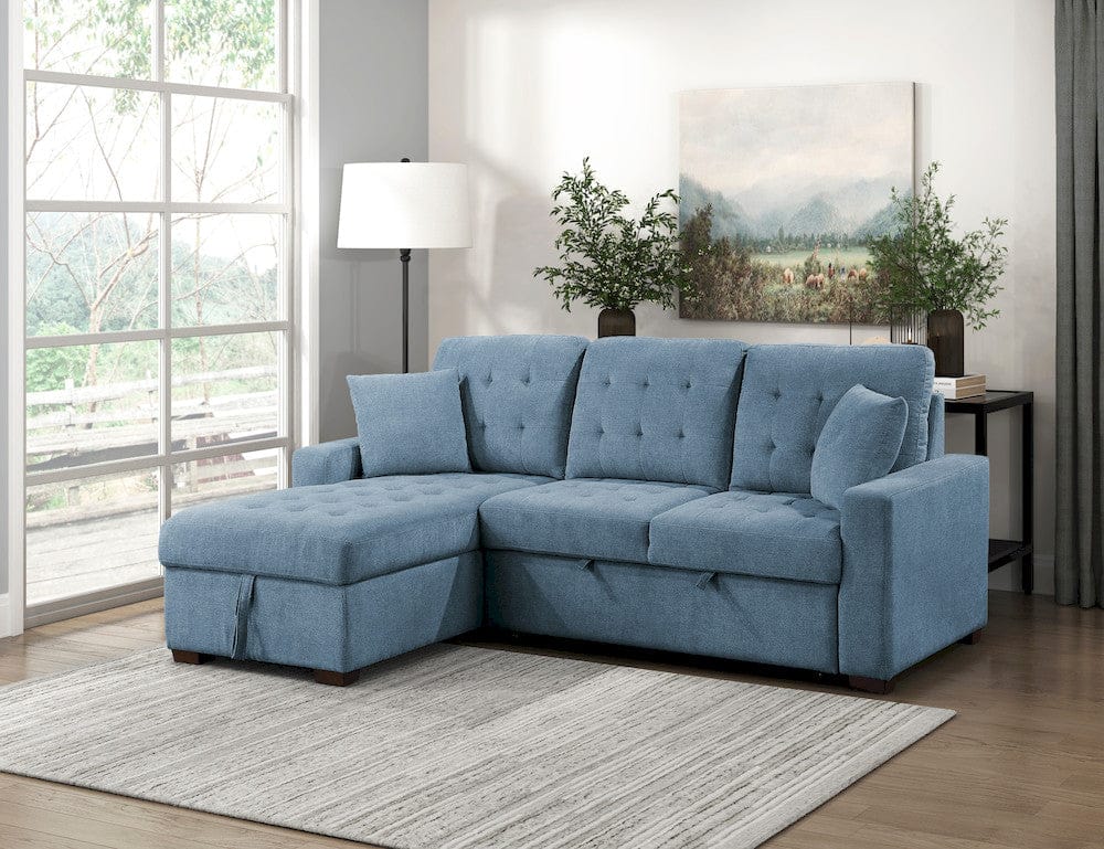 Homelegance  - Waitsfield 2-Piece Sectional W/ Left Chaise, Pull-out Bed and Hidden Storage in Blue - 9816BUx2LCRL  view 9