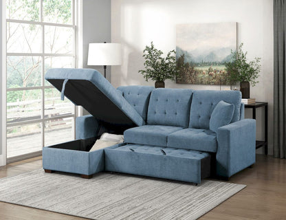 Homelegance  - Waitsfield 2-Piece Sectional W/ Left Chaise, Pull-out Bed and Hidden Storage in Blue - 9816BUx2LCRL  view 10