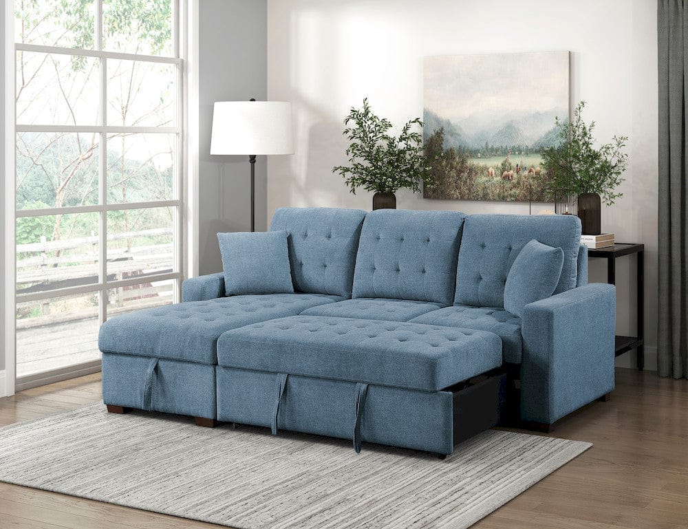 Homelegance  - Waitsfield 2-Piece Sectional W/ Left Chaise, Pull-out Bed and Hidden Storage in Blue - 9816BUx2LCRL  view 11