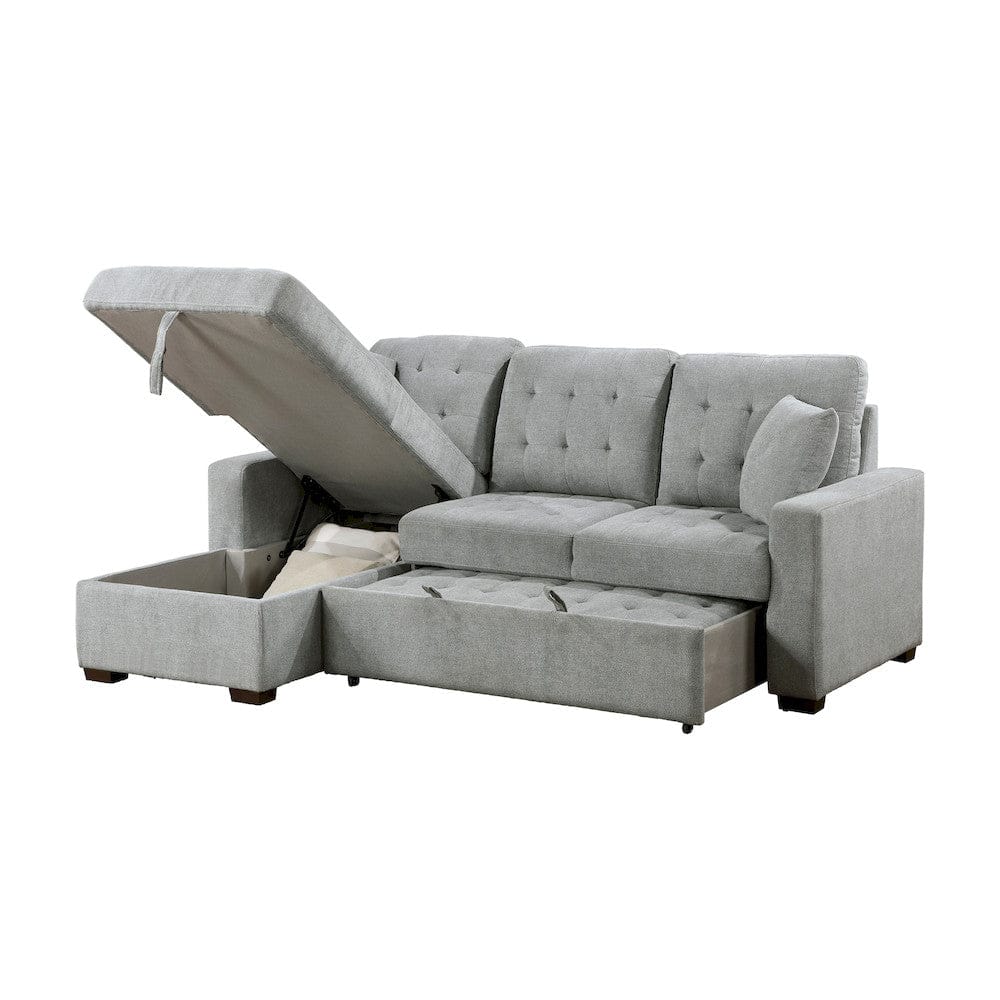 Homelegance  - Waitsfield 2-Piece Sectional W/ Left Chaise, Pull-out Bed and Hidden Storage in Gray - 9816GYx2LCRL  view 3