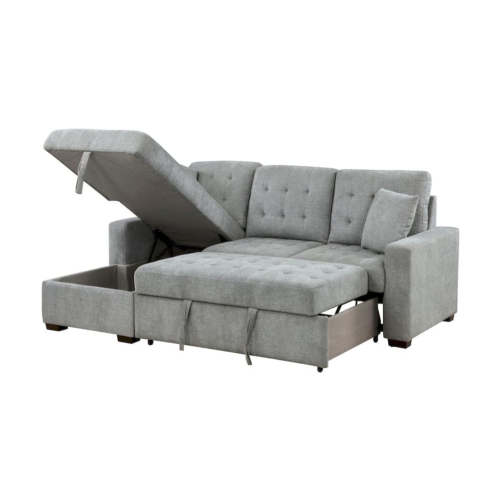Homelegance  - Waitsfield 2-Piece Sectional W/ Left Chaise, Pull-out Bed and Hidden Storage in Gray - 9816GYx2LCRL  view 5