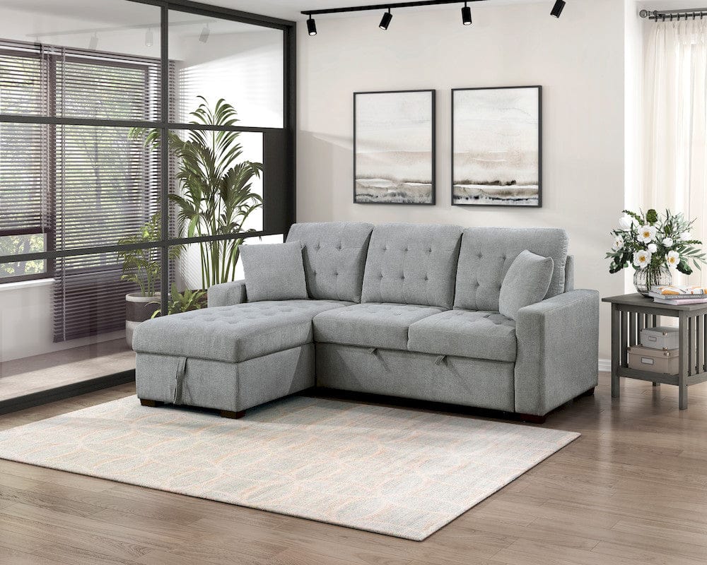 Homelegance  - Waitsfield 2-Piece Sectional W/ Left Chaise, Pull-out Bed and Hidden Storage in Gray - 9816GYx2LCRL  view 6