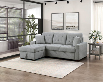 Homelegance  - Waitsfield 2-Piece Sectional W/ Left Chaise, Pull-out Bed and Hidden Storage in Gray - 9816GYx2LCRL  view 6
