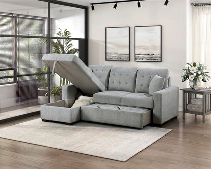 Homelegance  - Waitsfield 2-Piece Sectional W/ Left Chaise, Pull-out Bed and Hidden Storage in Gray - 9816GYx2LCRL  view 7