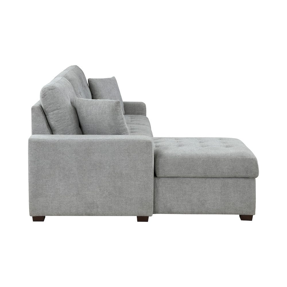 Homelegance  - Waitsfield 2-Piece Sectional W/ Left Chaise, Pull-out Bed and Hidden Storage in Gray - 9816GYx2LCRL  view 10