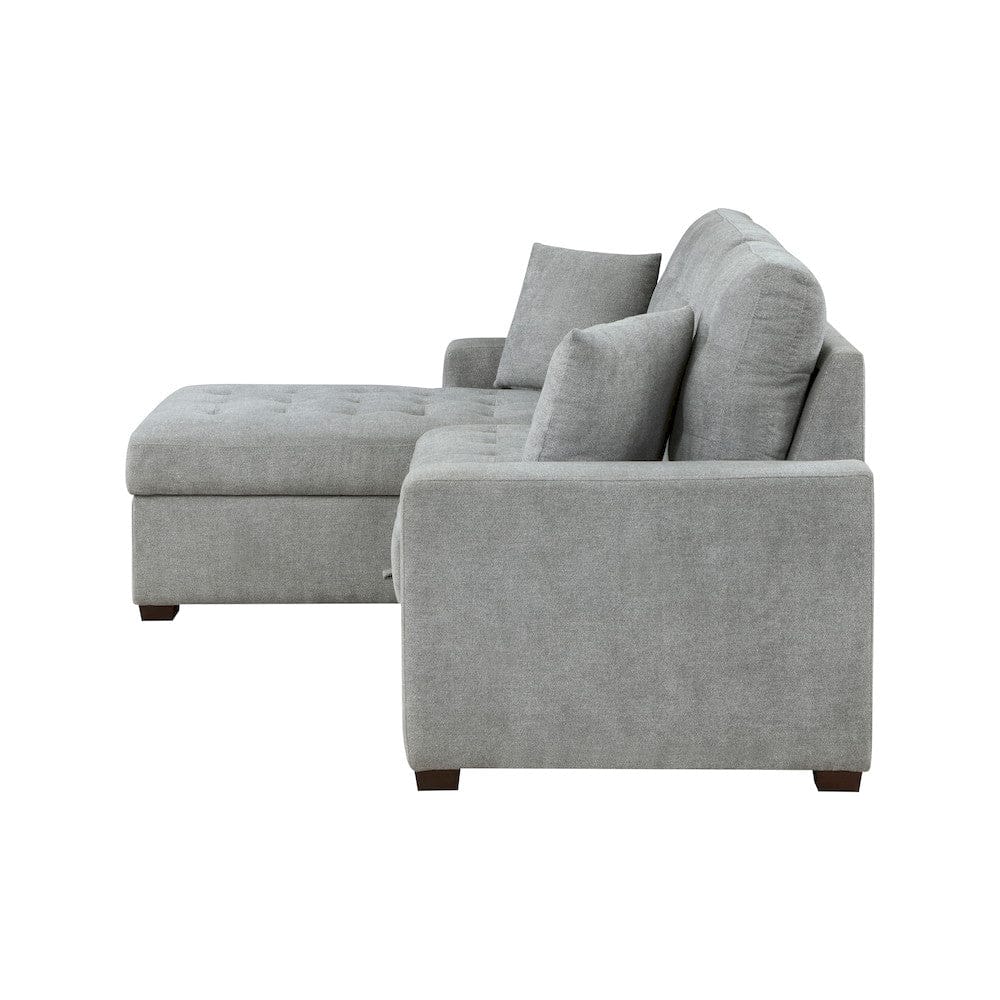 Homelegance  - Waitsfield 2-Piece Sectional W/ Left Chaise, Pull-out Bed and Hidden Storage in Gray - 9816GYx2LCRL  view 11