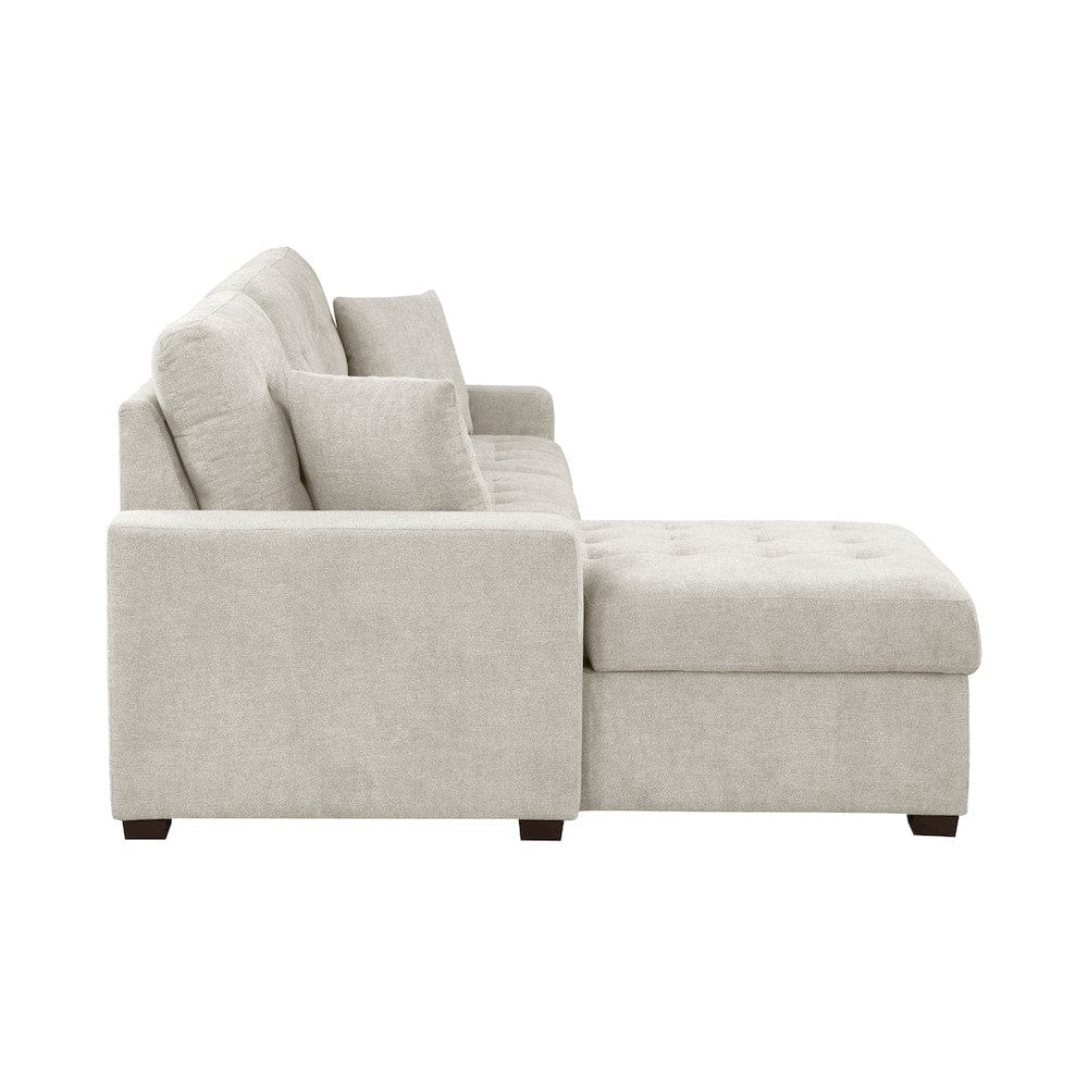 Homelegance  - Waitsfield 2-Piece Sectional W/ Left Chaise, Pull-out Bed and Hidden Storage in Sand - 9816SNx2LCRL  view 3