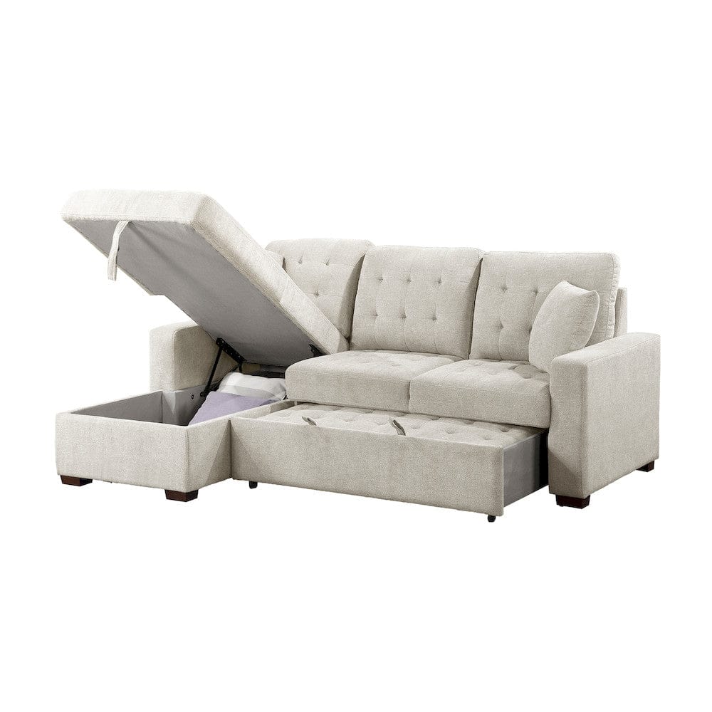 Homelegance  - Waitsfield 2-Piece Sectional W/ Left Chaise, Pull-out Bed and Hidden Storage in Sand - 9816SNx2LCRL  view 6