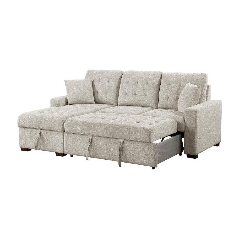 Homelegance  - Waitsfield 2-Piece Sectional W/ Left Chaise, Pull-out Bed and Hidden Storage in Sand - 9816SNx2LCRL  view 7