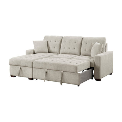 Homelegance  - Waitsfield 2-Piece Sectional W/ Left Chaise, Pull-out Bed and Hidden Storage in Sand - 9816SNx2LCRL  view 7