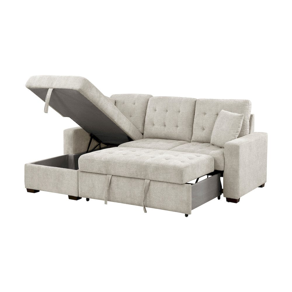 Homelegance  - Waitsfield 2-Piece Sectional W/ Left Chaise, Pull-out Bed and Hidden Storage in Sand - 9816SNx2LCRL  view 8