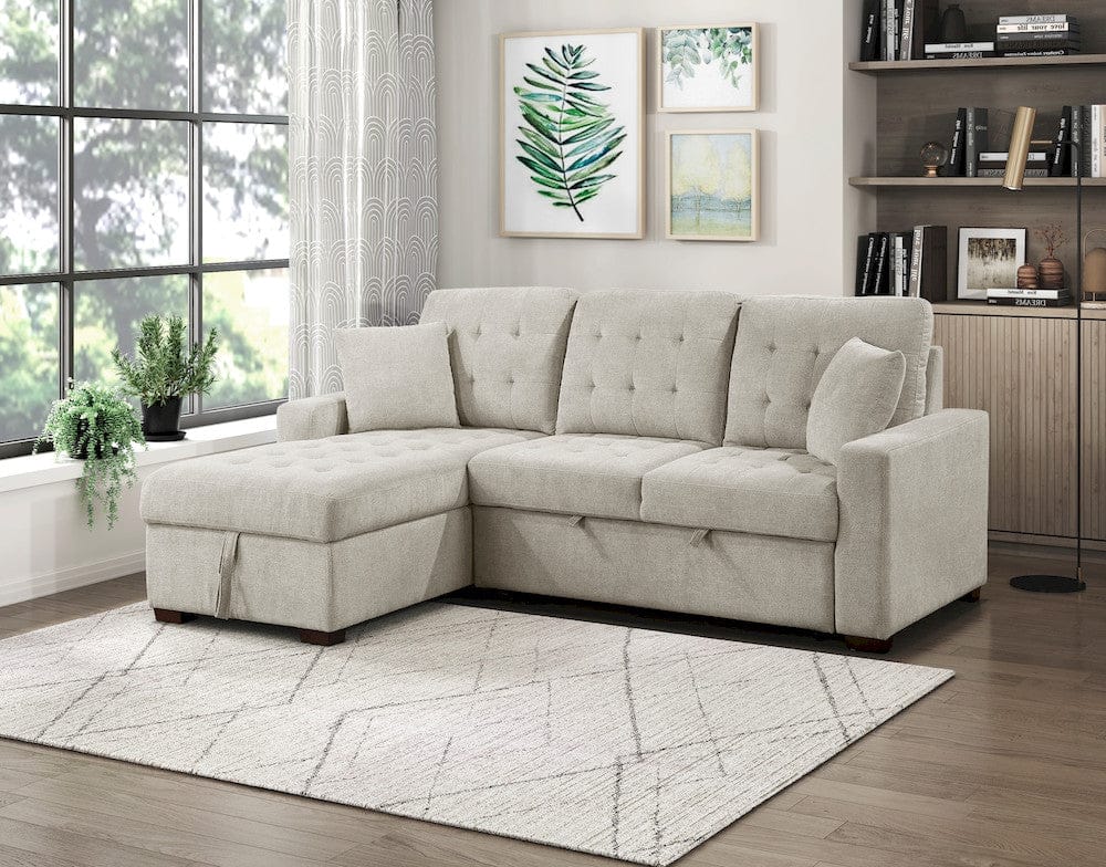 Homelegance  - Waitsfield 2-Piece Sectional W/ Left Chaise, Pull-out Bed and Hidden Storage in Sand - 9816SNx2LCRL  view 9