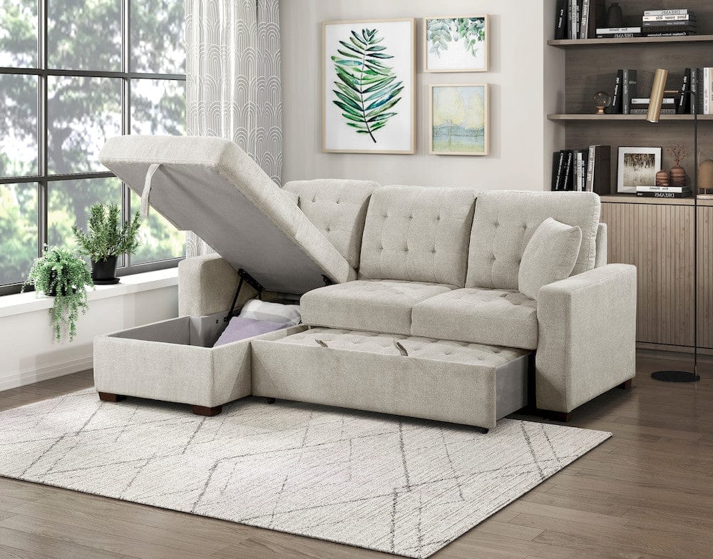 Homelegance  - Waitsfield 2-Piece Sectional W/ Left Chaise, Pull-out Bed and Hidden Storage in Sand - 9816SNx2LCRL  view 10