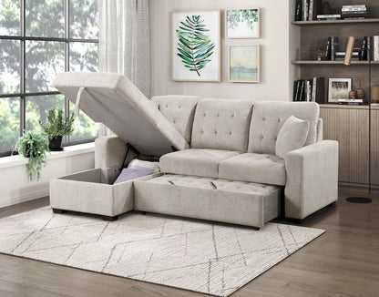 Homelegance  - Waitsfield 2-Piece Sectional W/ Left Chaise, Pull-out Bed and Hidden Storage in Sand - 9816SNx2LCRL  view 10