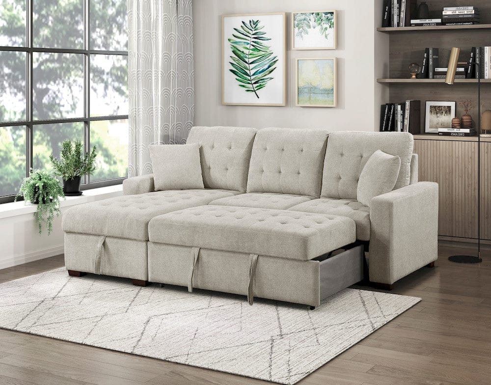 Homelegance  - Waitsfield 2-Piece Sectional W/ Left Chaise, Pull-out Bed and Hidden Storage in Sand - 9816SNx2LCRL  view 11