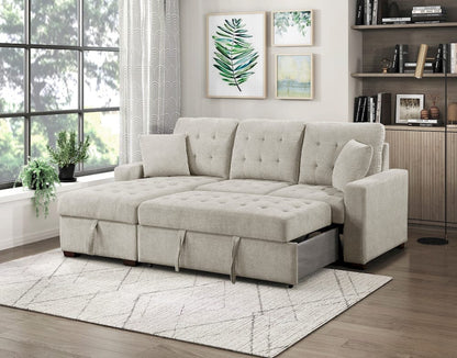 Homelegance  - Waitsfield 2-Piece Sectional W/ Left Chaise, Pull-out Bed and Hidden Storage in Sand - 9816SNx2LCRL  view 11