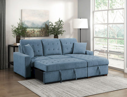 Homelegance  - Waitsfield 2-Piece Sectional W/ Right Chaise, Pull-out Bed and Hidden Storage in Blue - 9816BUx2LLRC  view 4