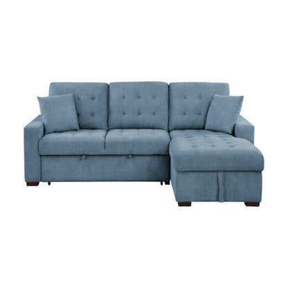Homelegance  - Waitsfield 2-Piece Sectional W/ Right Chaise, Pull-out Bed and Hidden Storage in Blue - 9816BUx2LLRC  view 6