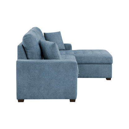 Homelegance  - Waitsfield 2-Piece Sectional W/ Right Chaise, Pull-out Bed and Hidden Storage in Blue - 9816BUx2LLRC  view 7