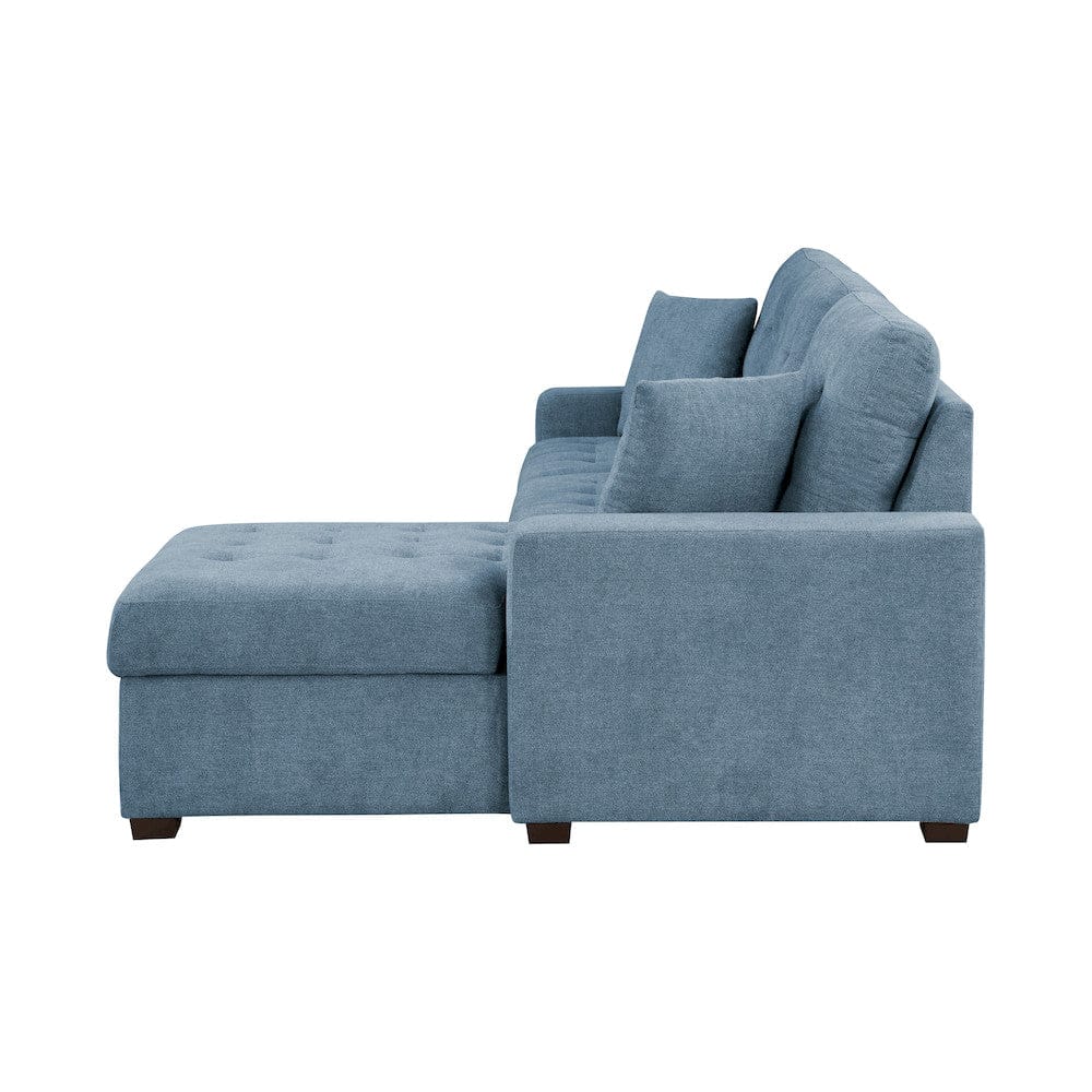 Homelegance  - Waitsfield 2-Piece Sectional W/ Right Chaise, Pull-out Bed and Hidden Storage in Blue - 9816BUx2LLRC  view 8