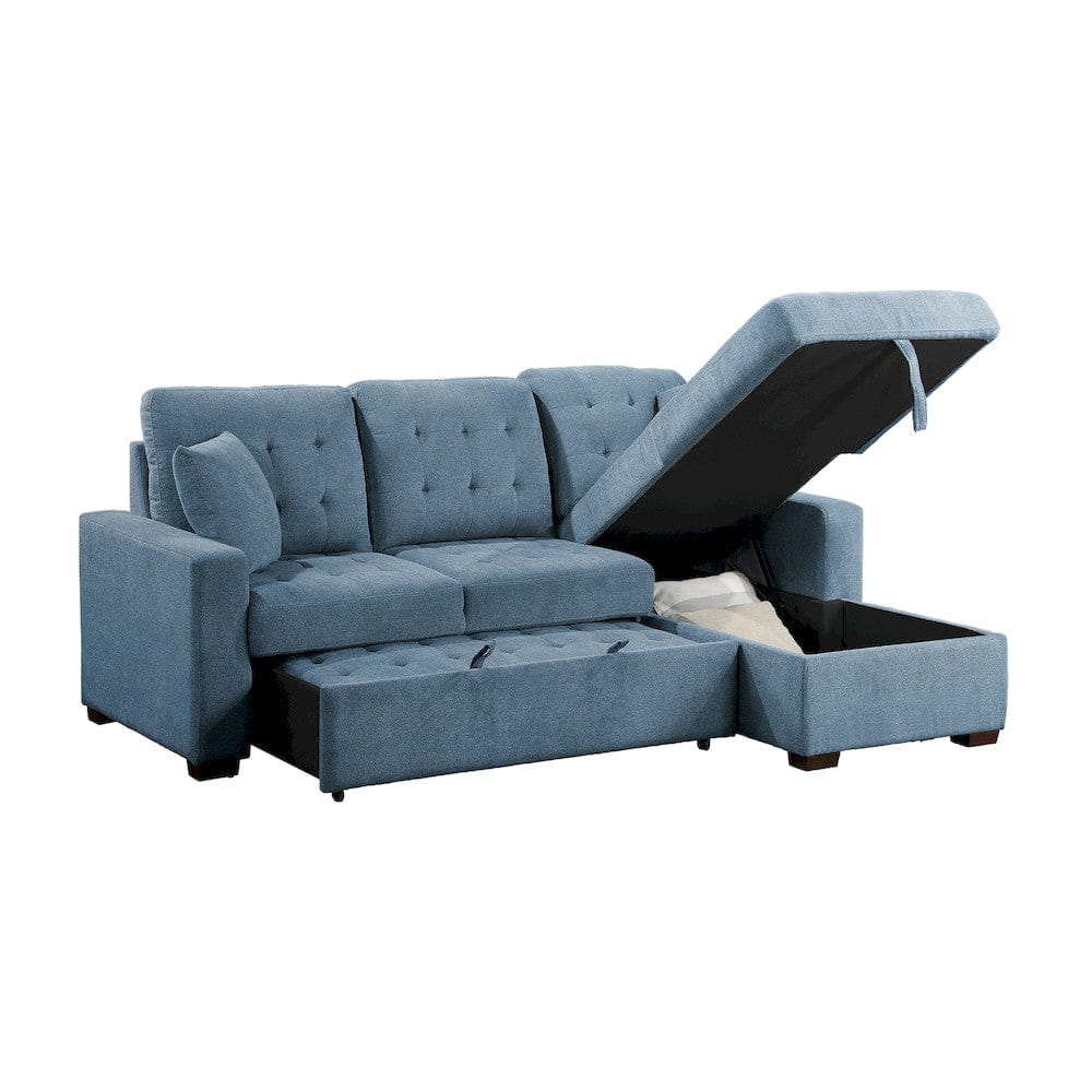 Homelegance  - Waitsfield 2-Piece Sectional W/ Right Chaise, Pull-out Bed and Hidden Storage in Blue - 9816BUx2LLRC  view 10
