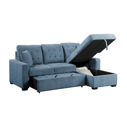 Homelegance  - Waitsfield 2-Piece Sectional W/ Right Chaise, Pull-out Bed and Hidden Storage in Blue - 9816BUx2LLRC  view 10