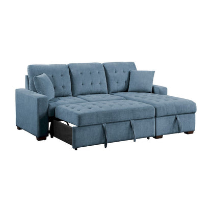 Homelegance  - Waitsfield 2-Piece Sectional W/ Right Chaise, Pull-out Bed and Hidden Storage in Blue - 9816BUx2LLRC  view 11