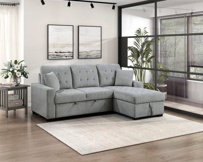 Homelegance  - Waitsfield 2-Piece Sectional W/ Right Chaise, Pull-out Bed and Hidden Storage in Gray - 9816GYxSC  view 2