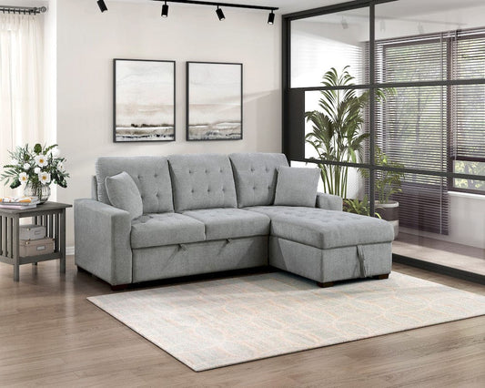 Homelegance  - Waitsfield 2-Piece Sectional W/ Right Chaise, Pull-out Bed and Hidden Storage in Gray - 9816GYxSC  view 2