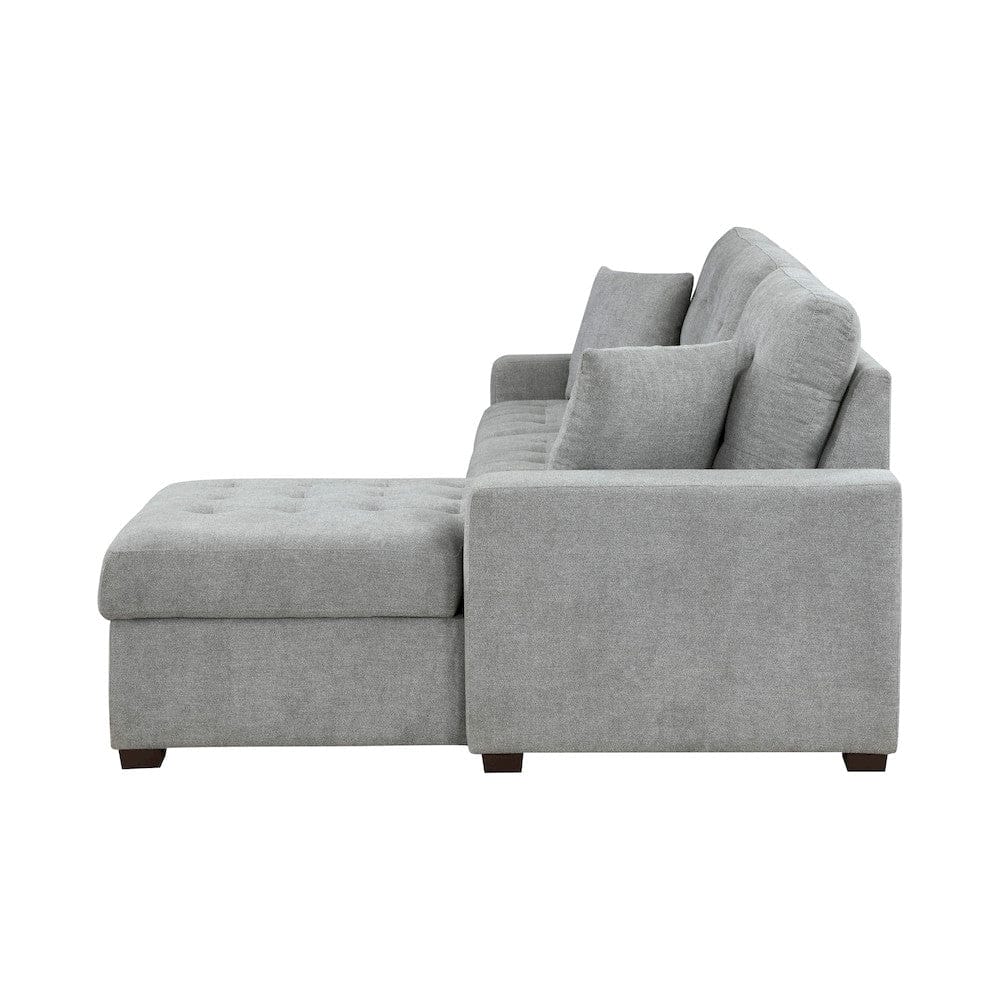 Homelegance  - Waitsfield 2-Piece Sectional W/ Right Chaise, Pull-out Bed and Hidden Storage in Gray - 9816GYxSC  view 3