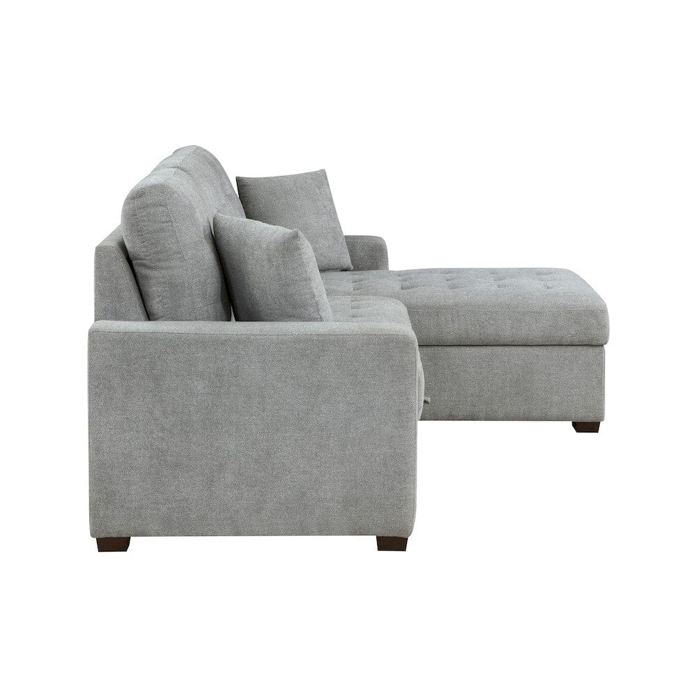 Homelegance  - Waitsfield 2-Piece Sectional W/ Right Chaise, Pull-out Bed and Hidden Storage in Gray - 9816GYxSC  view 6