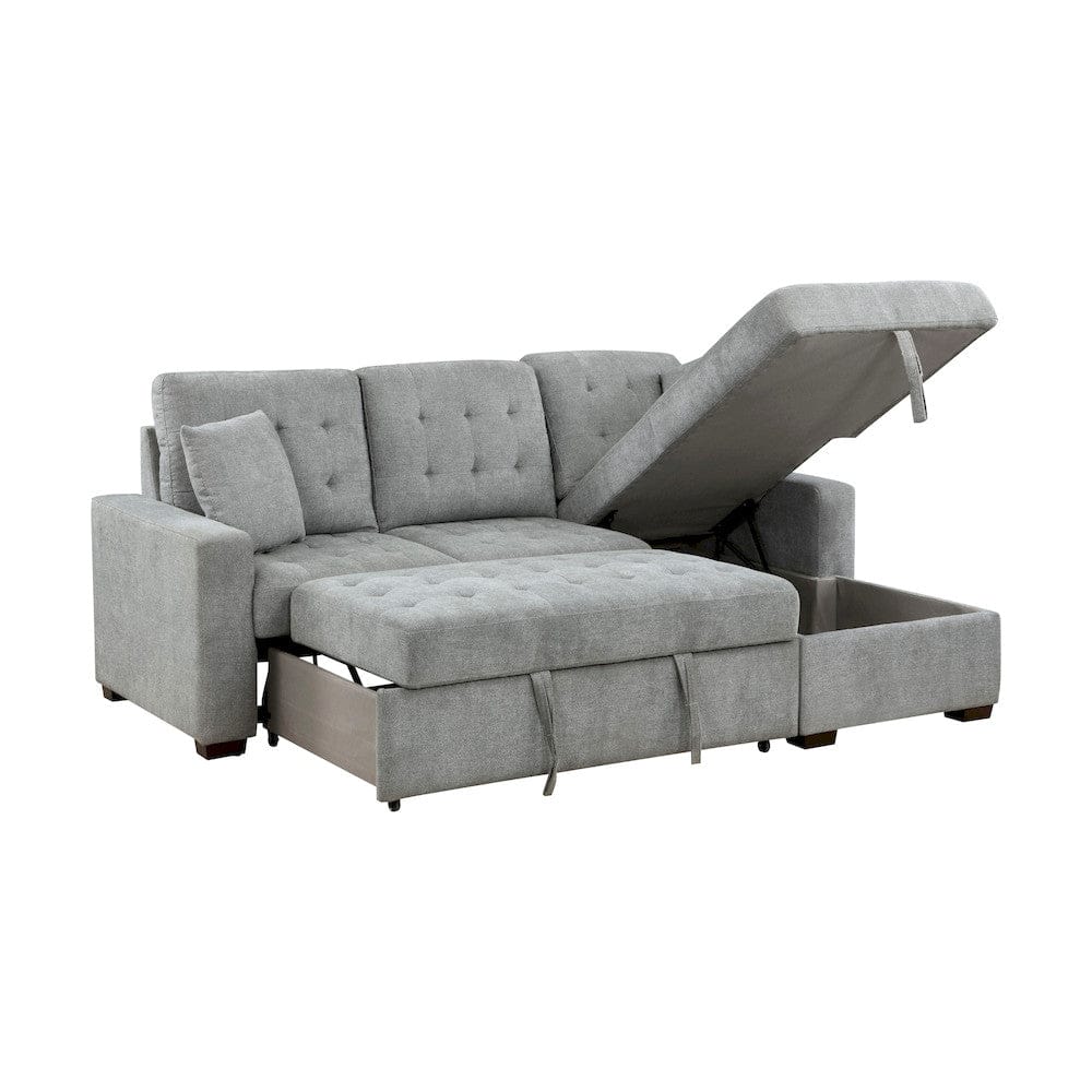 Homelegance  - Waitsfield 2-Piece Sectional W/ Right Chaise, Pull-out Bed and Hidden Storage in Gray - 9816GYxSC  view 9