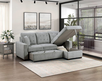 Homelegance  - Waitsfield 2-Piece Sectional W/ Right Chaise, Pull-out Bed and Hidden Storage in Gray - 9816GYxSC  view 10