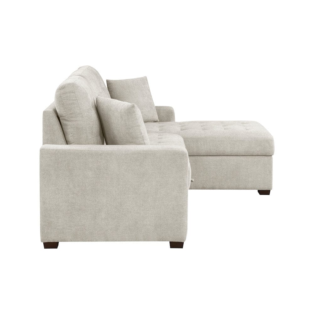 Homelegance  - Waitsfield 2-Piece Sectional W/ Right Chaise, Pull-out Bed and Hidden Storage in Sand - 9816SNx2LLRC  view 3