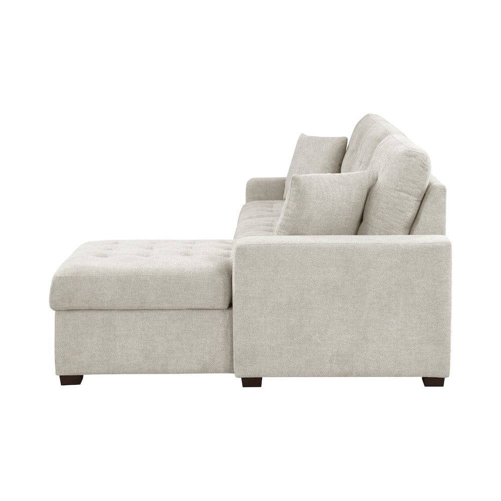 Homelegance  - Waitsfield 2-Piece Sectional W/ Right Chaise, Pull-out Bed and Hidden Storage in Sand - 9816SNx2LLRC  view 4