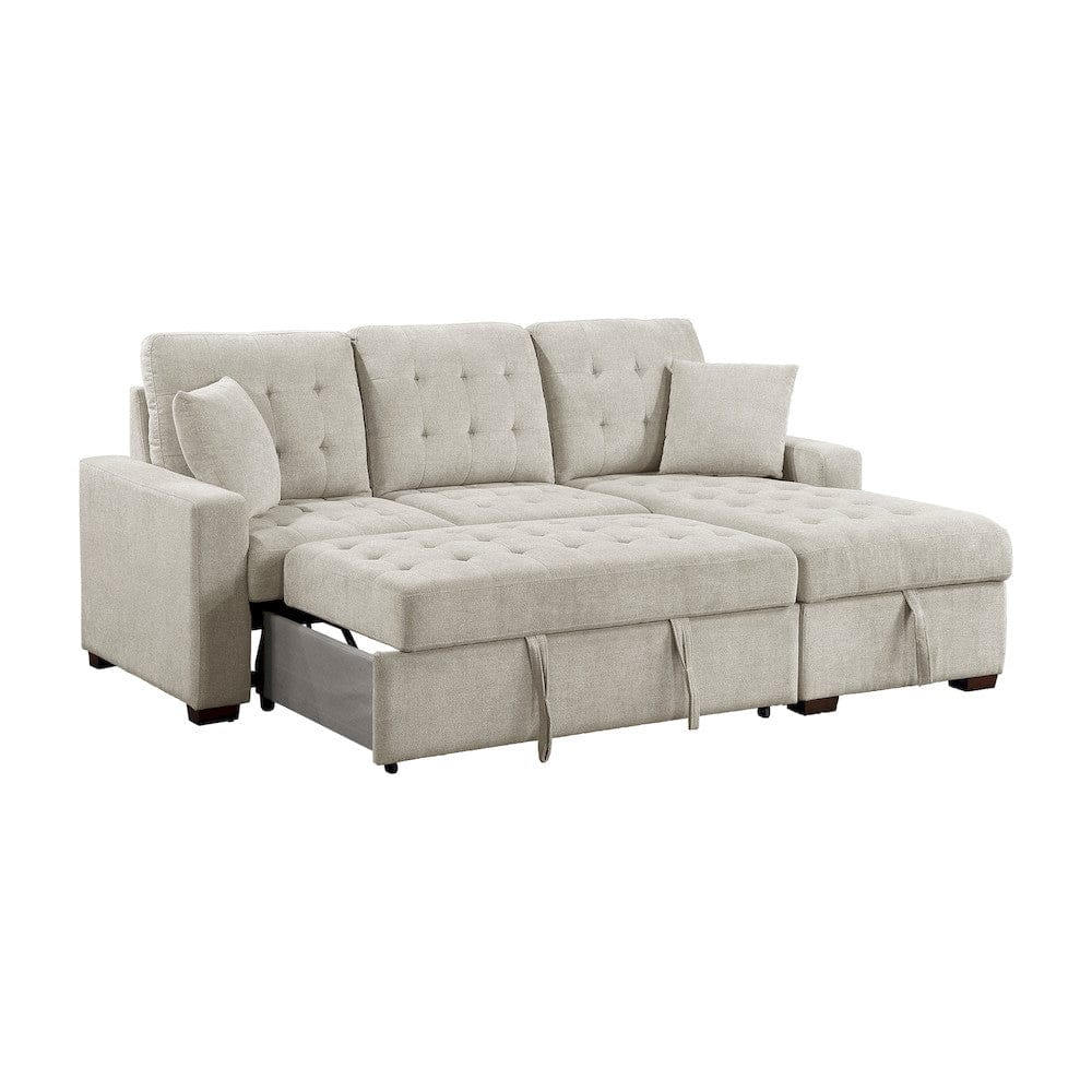 Homelegance  - Waitsfield 2-Piece Sectional W/ Right Chaise, Pull-out Bed and Hidden Storage in Sand - 9816SNx2LLRC  view 7