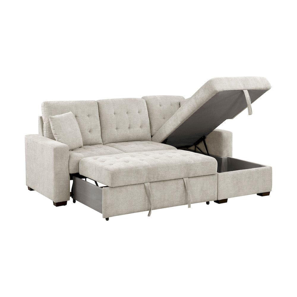 Homelegance  - Waitsfield 2-Piece Sectional W/ Right Chaise, Pull-out Bed and Hidden Storage in Sand - 9816SNx2LLRC  view 8