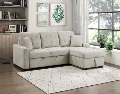 Homelegance  - Waitsfield 2-Piece Sectional W/ Right Chaise, Pull-out Bed and Hidden Storage in Sand - 9816SNx2LLRC  view 9