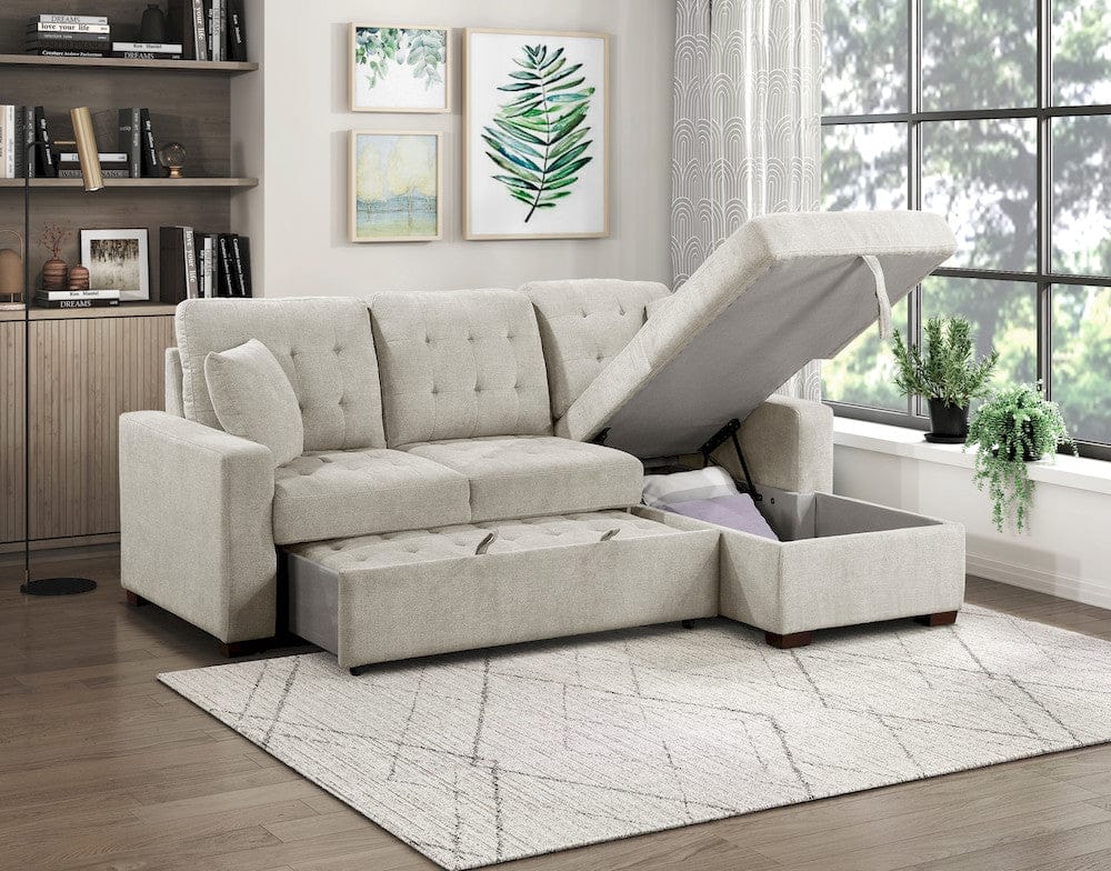 Homelegance  - Waitsfield 2-Piece Sectional W/ Right Chaise, Pull-out Bed and Hidden Storage in Sand - 9816SNx2LLRC  view 10
