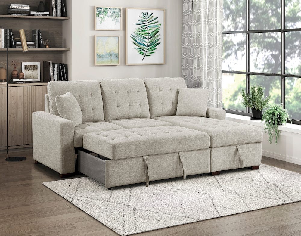 Homelegance  - Waitsfield 2-Piece Sectional W/ Right Chaise, Pull-out Bed and Hidden Storage in Sand - 9816SNx2LLRC  view 11