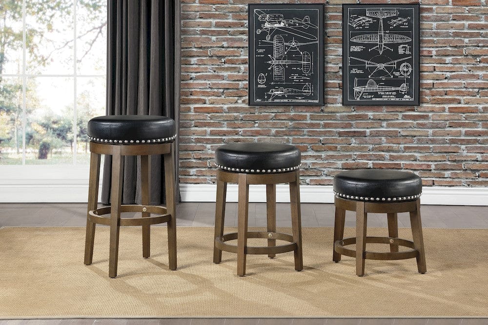Homelegance  - Westby Round Swivel Pub Height Stool, Black in Black - 5681BLK-29  view 3