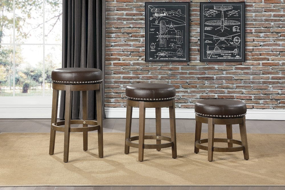 Homelegance  - Westby Round Swivel Stool, Brown in Brown - 5681BRW-18  view 2