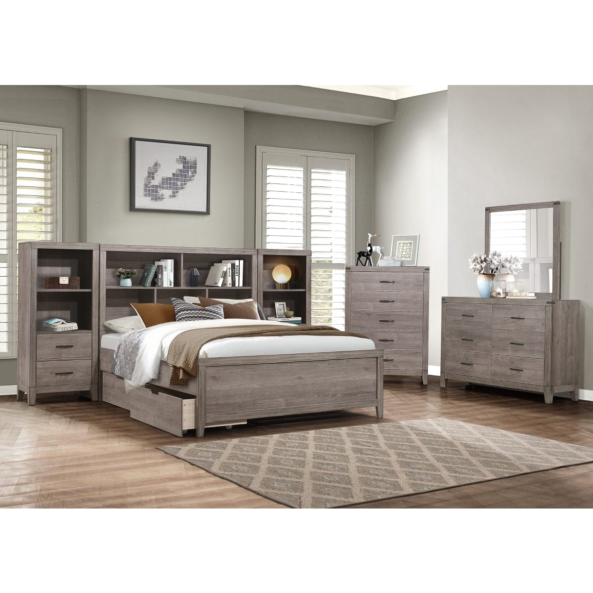 Homelegance  - Woodrow 4pc Set Queen Wall Bed W/ Toy Boxes - 2042NBxWBT  view 2