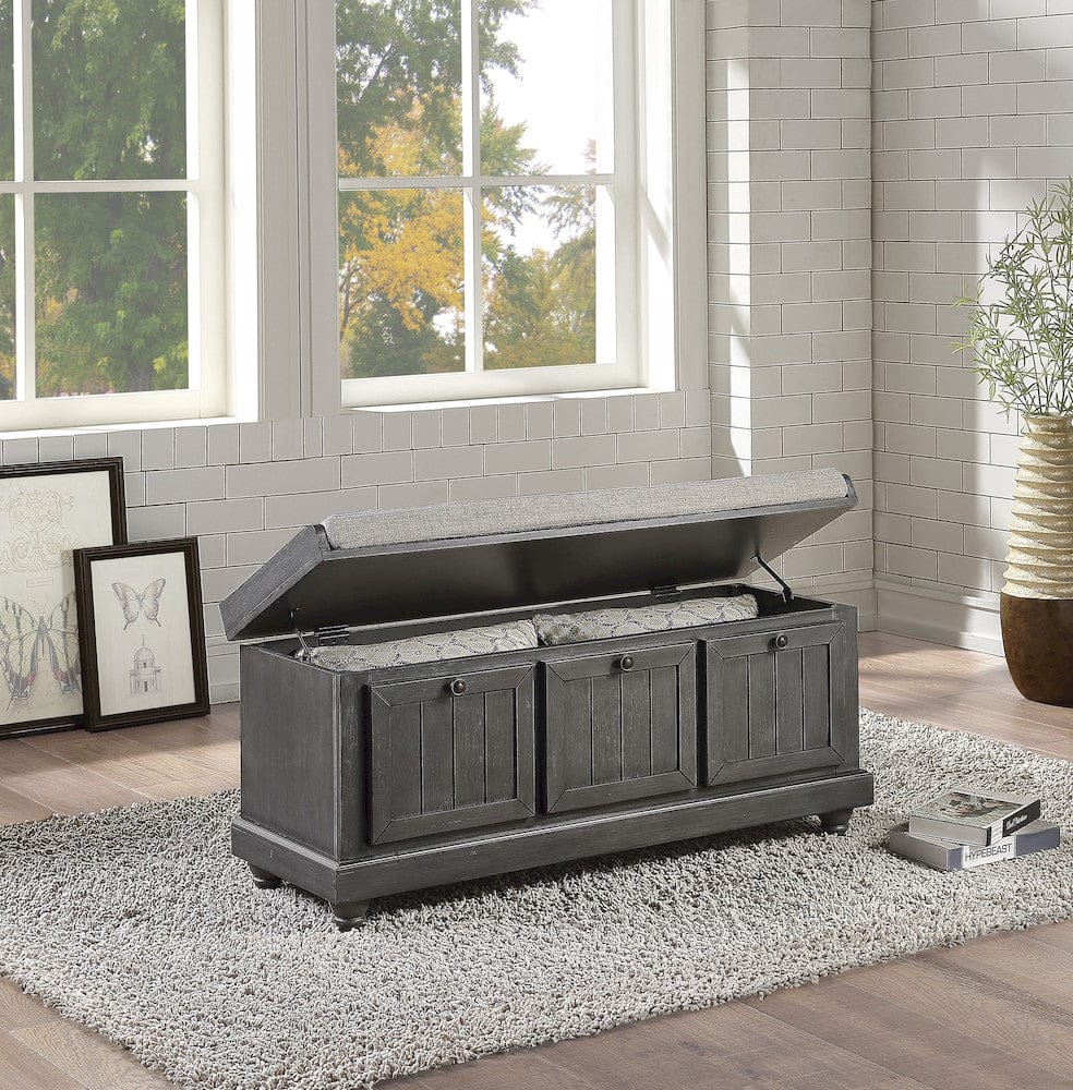Homelegance  - Woodwell Lift Top Storage Bench in Gray - 4586DG  view 4