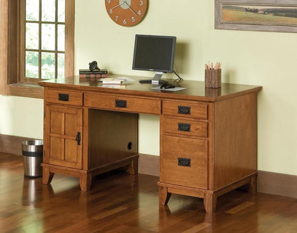 Homestyles Furniture - Arts & Crafts Brown Pedestal Desk - 5180-18 veiw 1